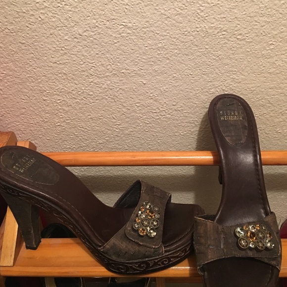 Bejeweled Corked heeled slides