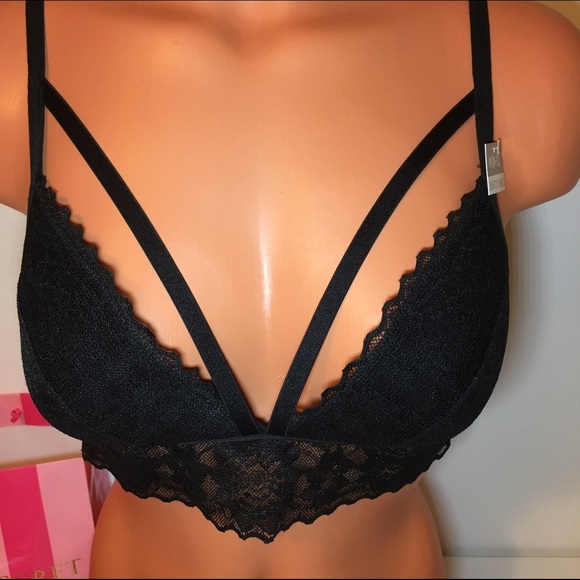 NEW PINK VS STRAPPY FRONT LACE BRALETTE - Picture 2 of 4