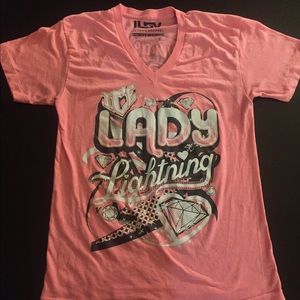 Neon Pink Lady Lightning Tshirt