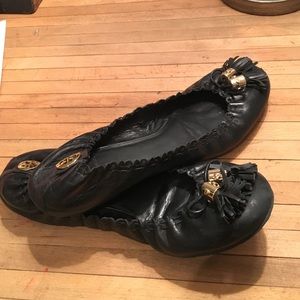 Tory Burch black ballet flats with tassels