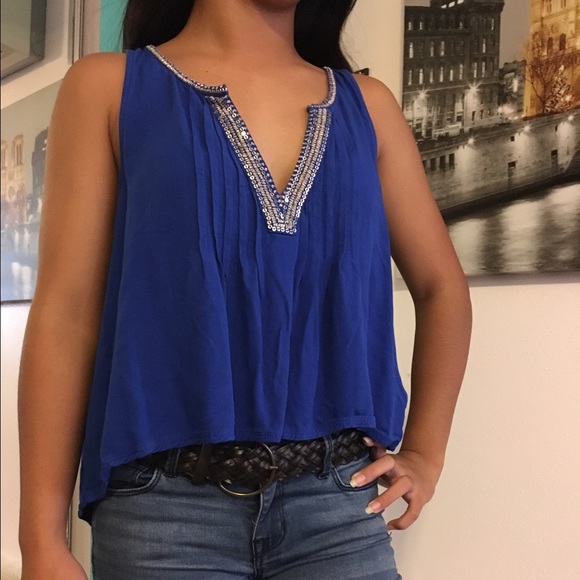 Blue Hollister Crop Top Tank