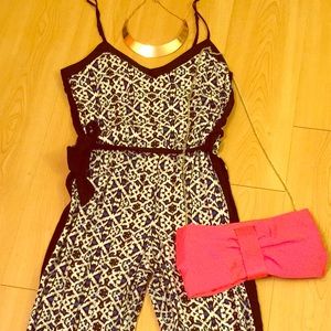 Blue, white and black pattern jumpsuit