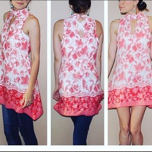 Red White Paisley Hot Choker Style Dress