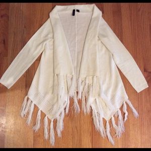 Full Tilt Fringe Cardigan Cream Size XS FESTIVAL