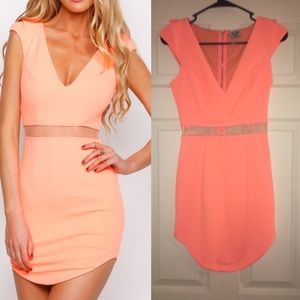 Orange Mesh mini dress.