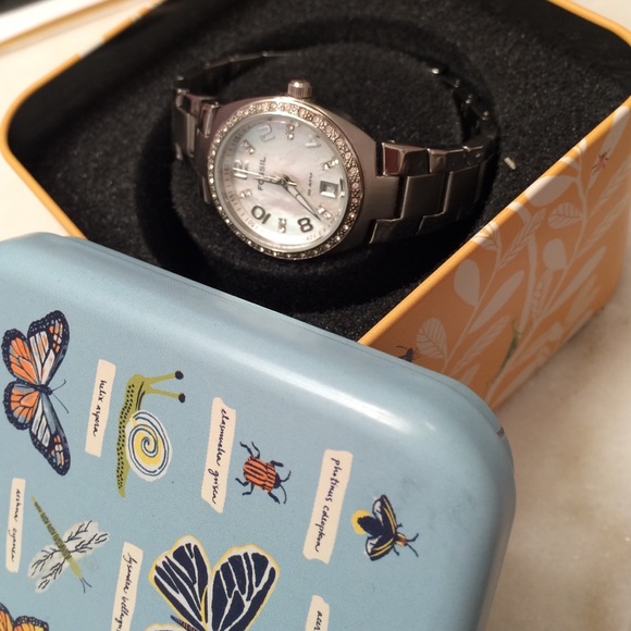 Silver Fossil Watch