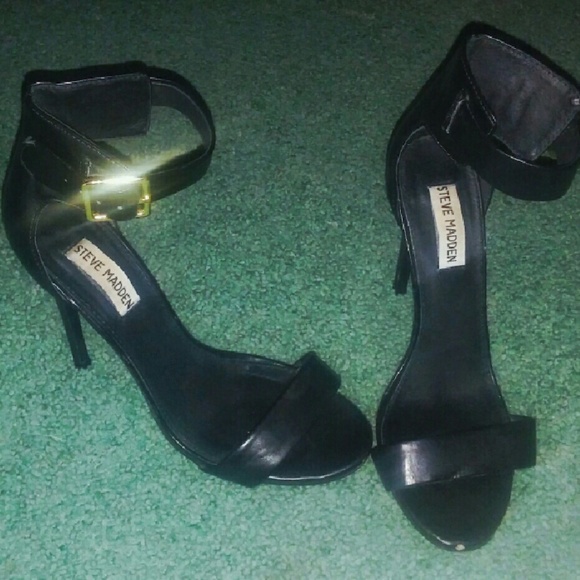Steve Madden ankle wrap black heels Sz 9 - Picture 3 of 3