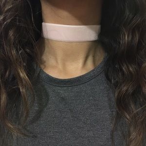Pink velvet choker necklace