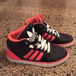Pink and black adidas