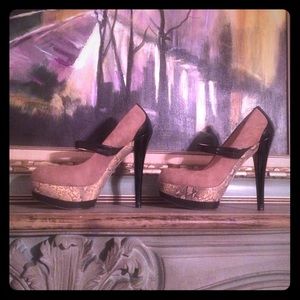 Jessica Simpson Platform snakeskin/suede MaryJanes