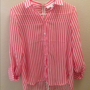 Pink Striped Collared Button Down