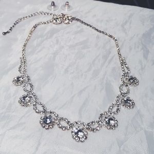 Austrian Crystal Silver necklace & earring set