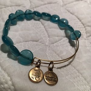 Alex & Ani gold bracelet with blue beads
