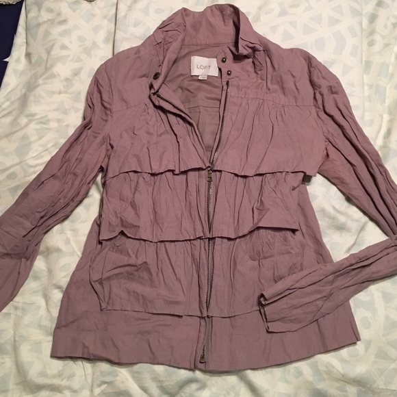 ANN TAYLOR LOFT Dusty Lavender Light Zip Jacket