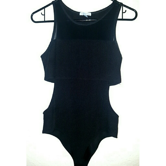 Open side mesh bodysuit one piece