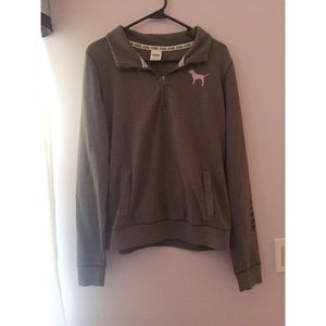 Victoria's Secret Pink, gray quarter zip