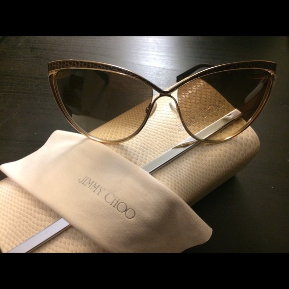Jimmy Choo Polly Leather Cat Eye Sunglasses