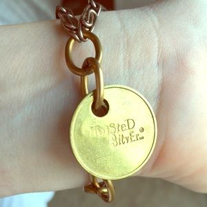 Twisted Silver brass statement bracelet