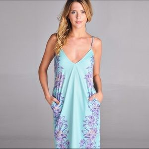 Boho Digital Print Pocket Spaghetti Dress