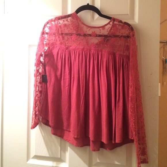 F21 red blouse