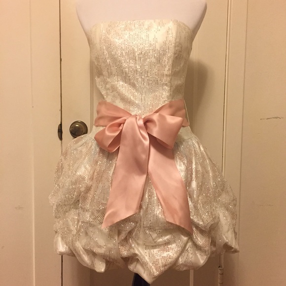 Sparkly Jessica McClintock Cocktail Dress w/ Bow - Picture 2 of 2