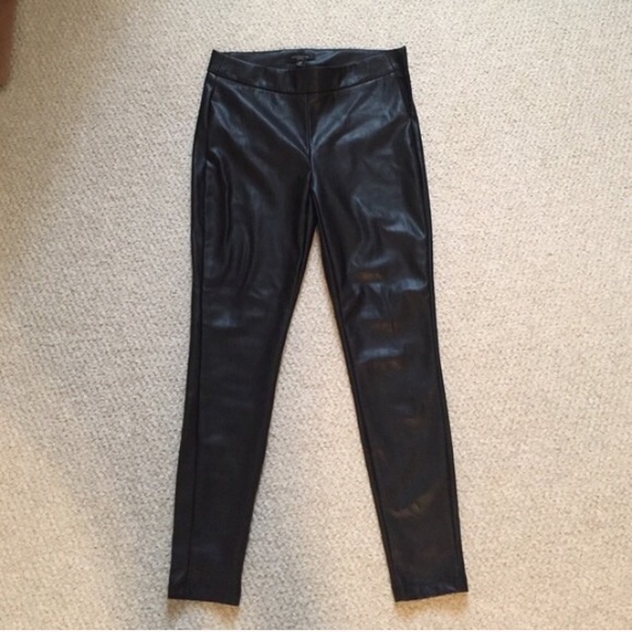 Faux petite leather pants