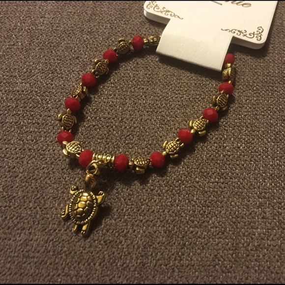 🐢Turtle beaded bracelet (gold tone)
