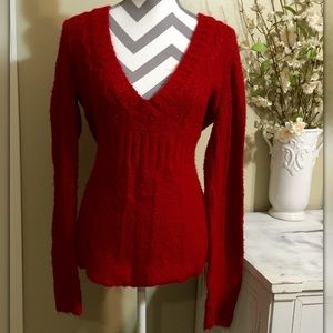 Vneck plush soft red sweater