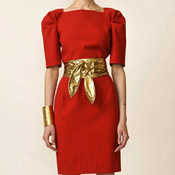 Michael Kors Couture Black Dress Gold Leather Belt
