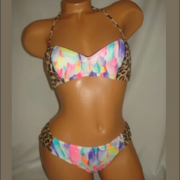 VS PINK size S bikini feathers and leopard - Picture 2 of 2