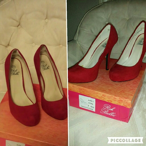 Red suede pumps sz 7