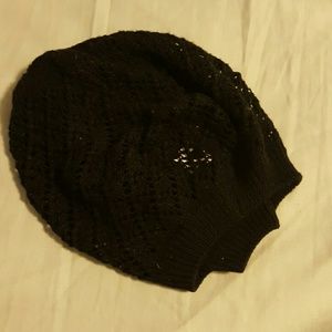 Knitted Black Slouchy Hat