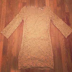 Nude lace mini dress