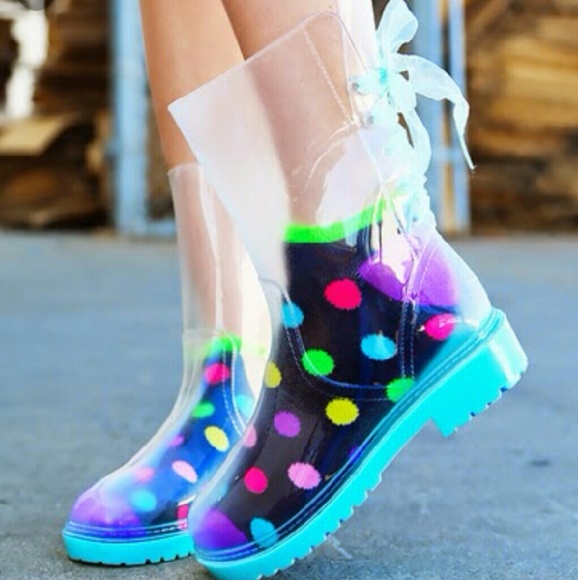 Shoes - Clear Lace Back Rain Boots
