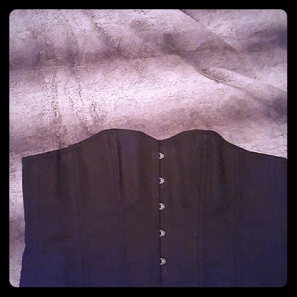 Steel boned long line corset