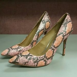 Coach Harlee Snake Print Leather Pump Heel Shoes