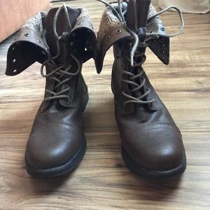 Brown combat boots