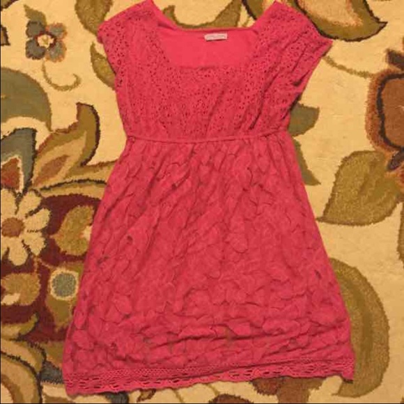 Pink Floral Lace Dress