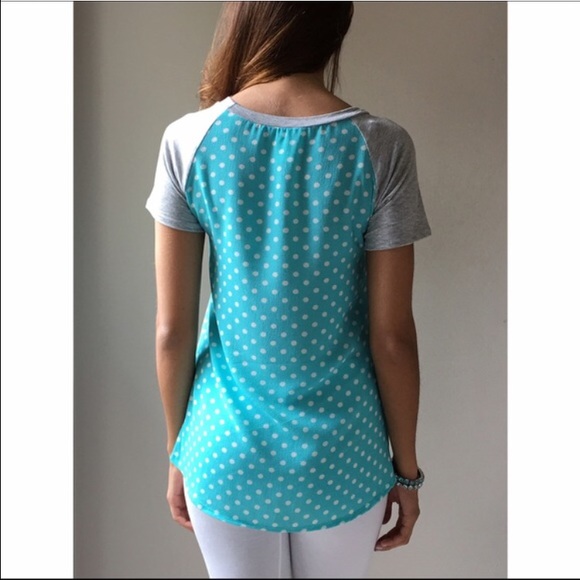 Mint Polka Print Dot Blouse - Picture 2 of 3