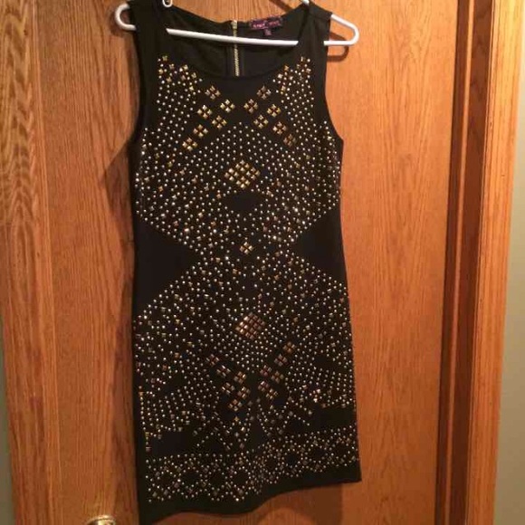 Black dress with gold studs - Picture 1 of 4