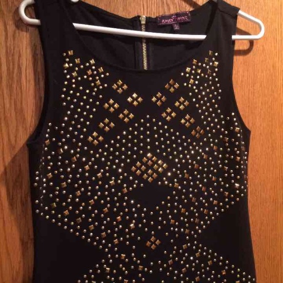 Black dress with gold studs - Picture 2 of 4