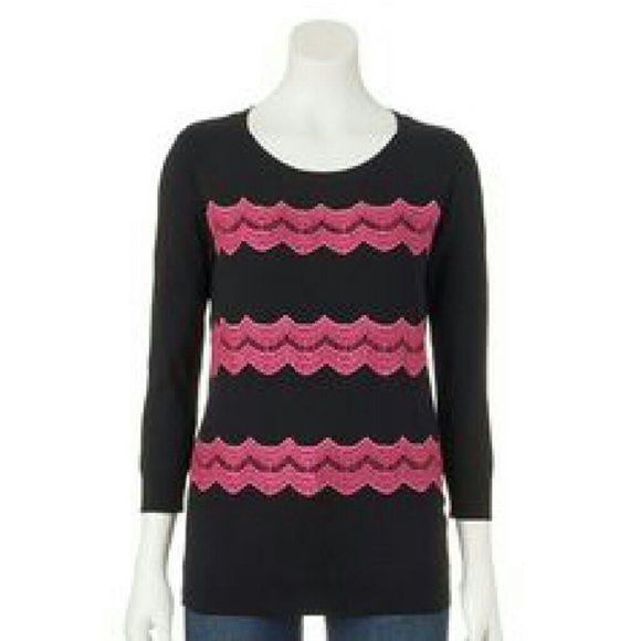 Elle Lace 3/4 Sleeve Sweater