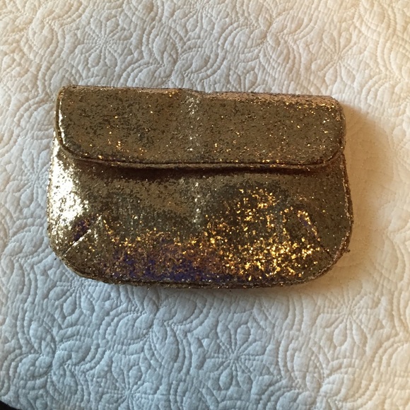 J crew gold glitter purse
