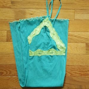 Turquoise and lime green slip nightie
