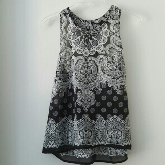 Black and White Sheer Tank - Picture 1 of 3