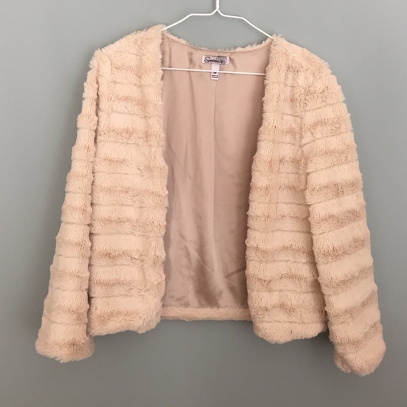 NUDE FAUX FUR JACKET