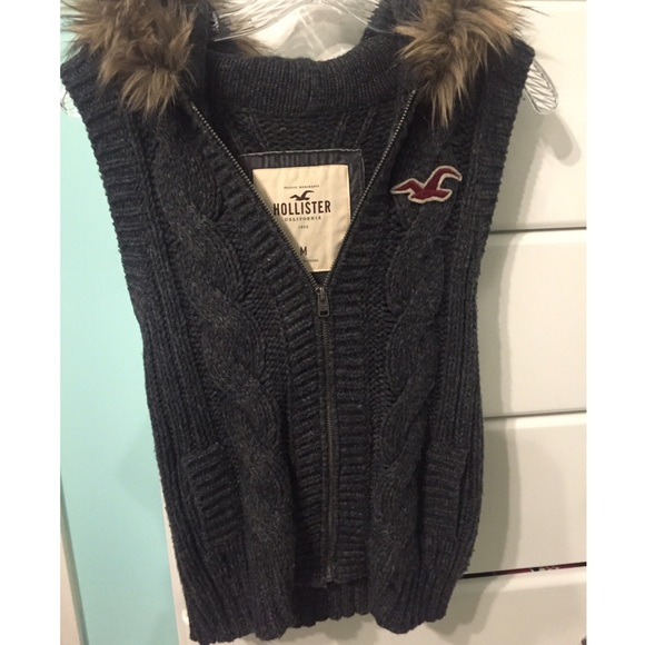 Charcoal Grey cable knit vest