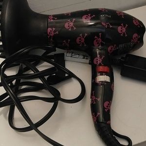 Black and pink skull hair dryer