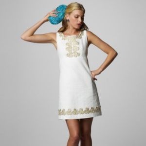 Lilly Pullitzer white and gold shift dress