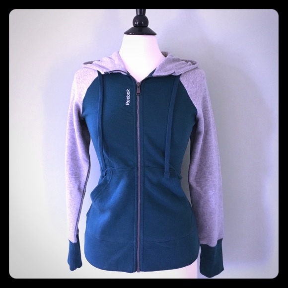 ✨Reebok Gray/Green Full Zip Hoodie Size S✨